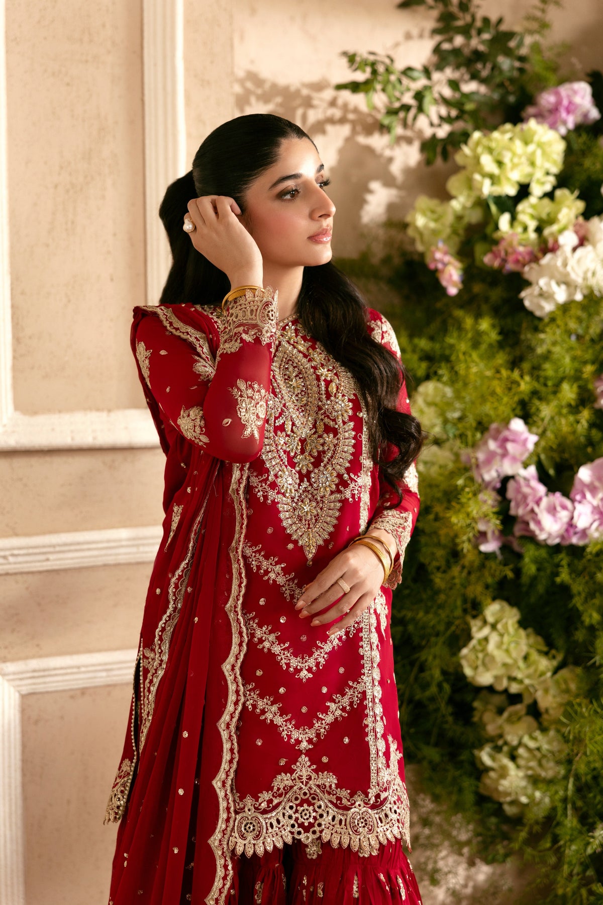 Aneelas Stiched Bridal/Wedding Chiffon With Ada Work 3pc [MAWRA-02] [Dispatch Time 2 Month]