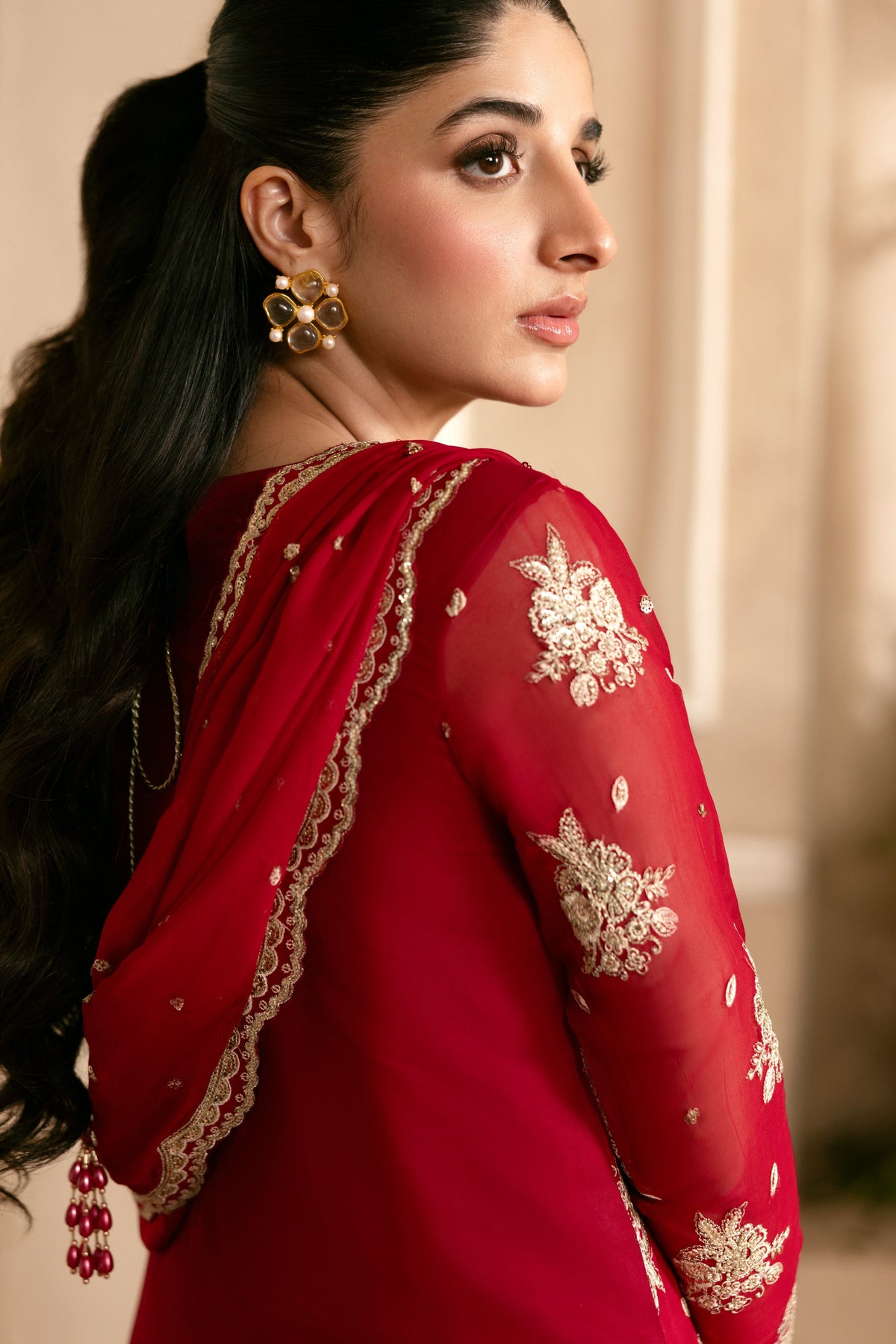 Aneelas Stiched Bridal/Wedding Chiffon With Ada Work 3pc [MAWRA-02] [Dispatch Time 2 Month]
