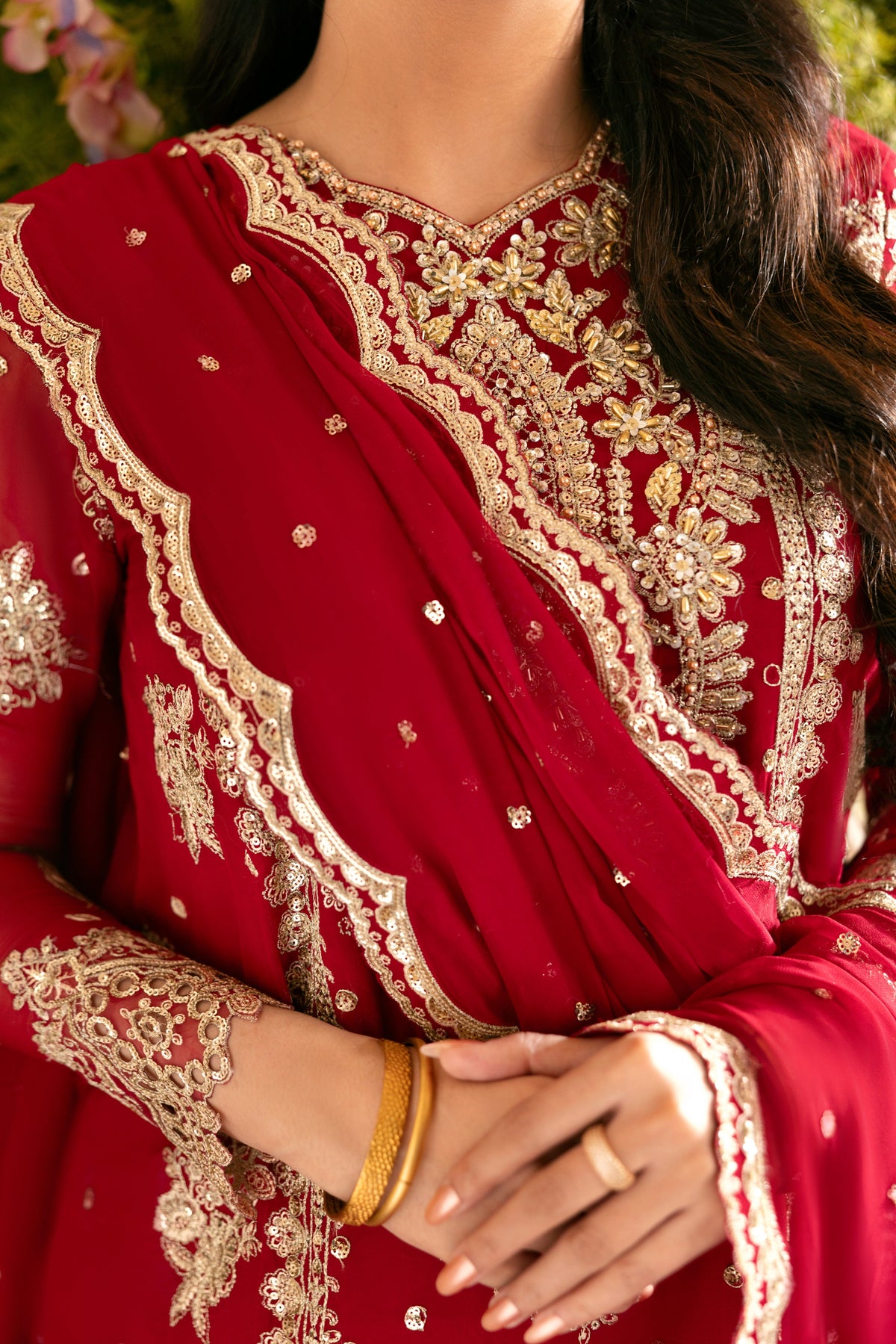 Aneelas Stiched Bridal/Wedding Chiffon With Ada Work 3pc [MAWRA-02] [Dispatch Time 2 Month]
