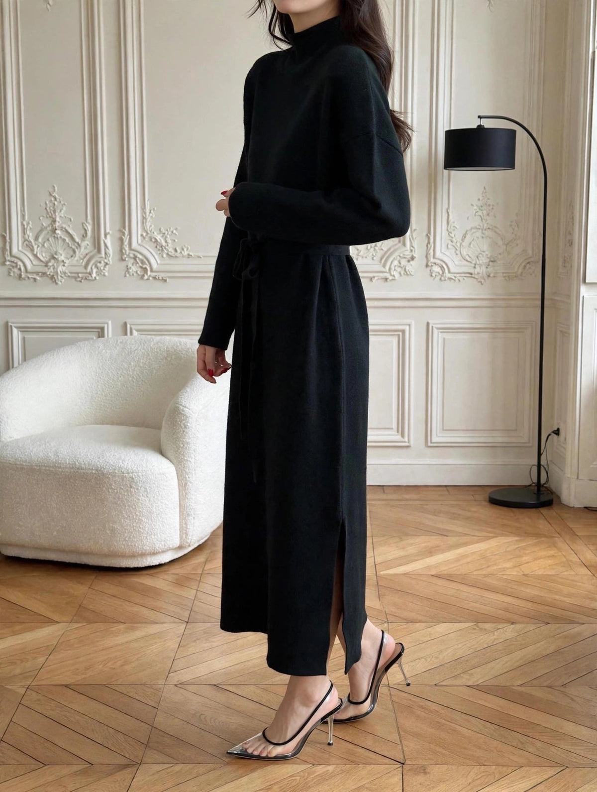 Liya Cable Knit Dress with Belt