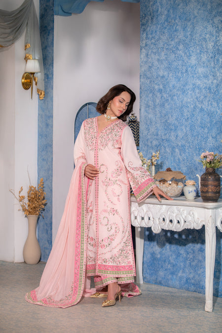 Aneelas Silk Semi Formal Embroidered 3pc Silk Dupatta [FC-32]