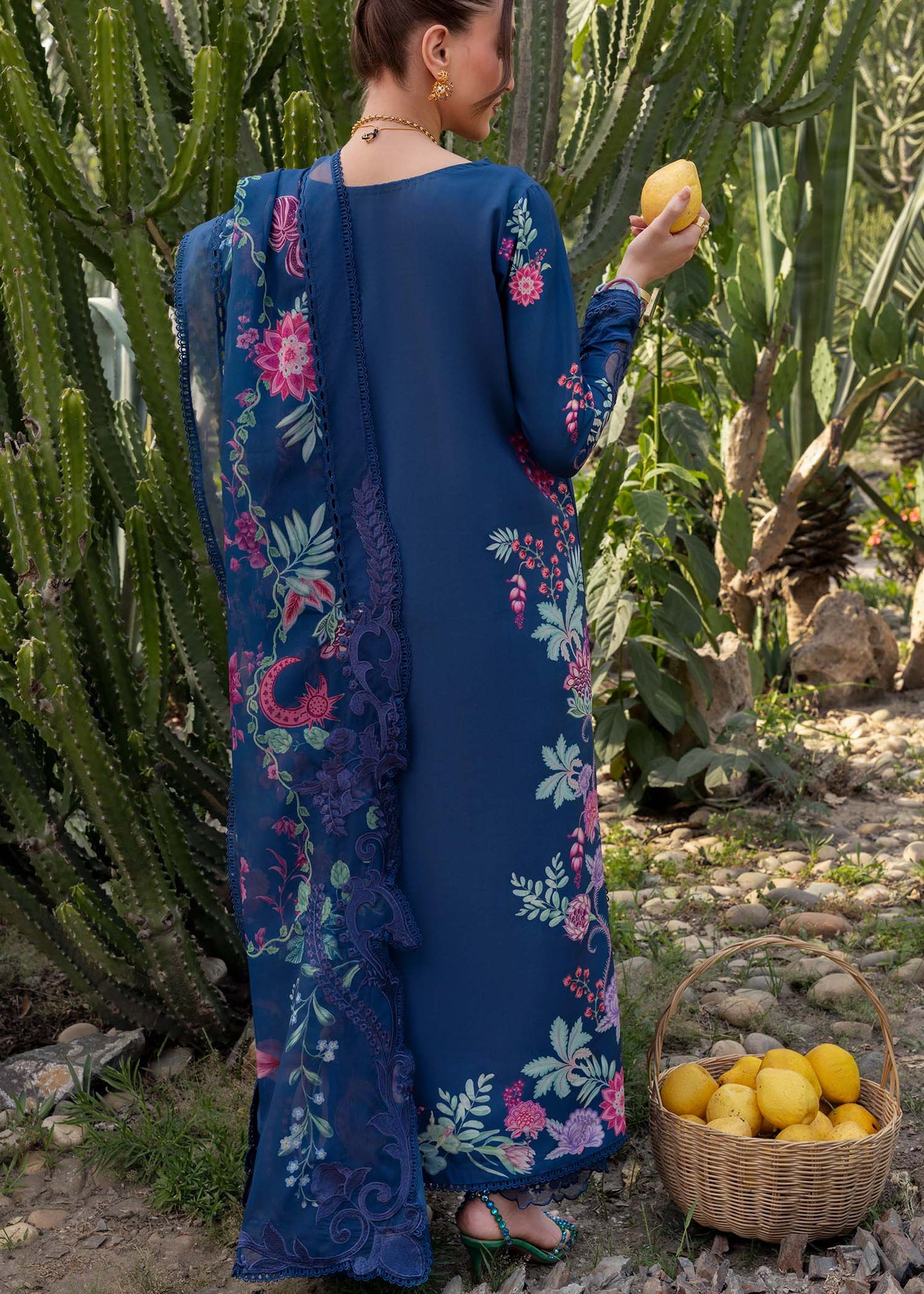 3 Piece Embroidered Cotton Brochia Jacquard Suit