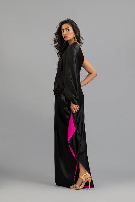Charmuese Kaftan with Fuchsia Lining