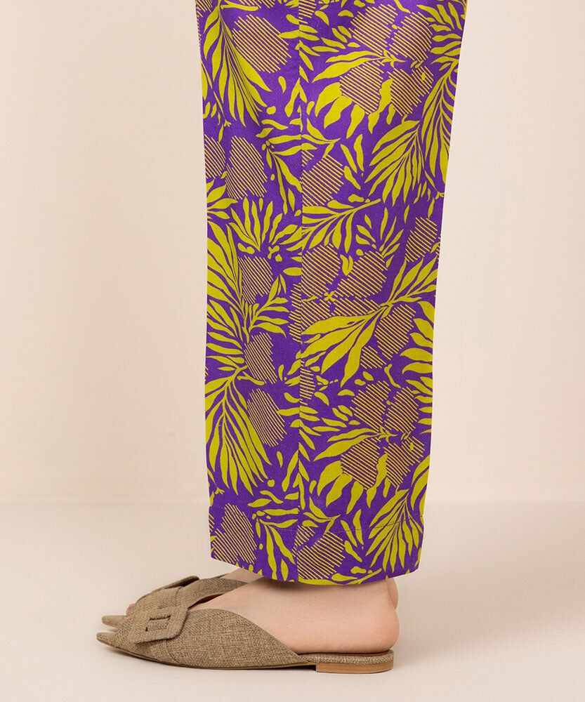 Printed Linen Straight Pants