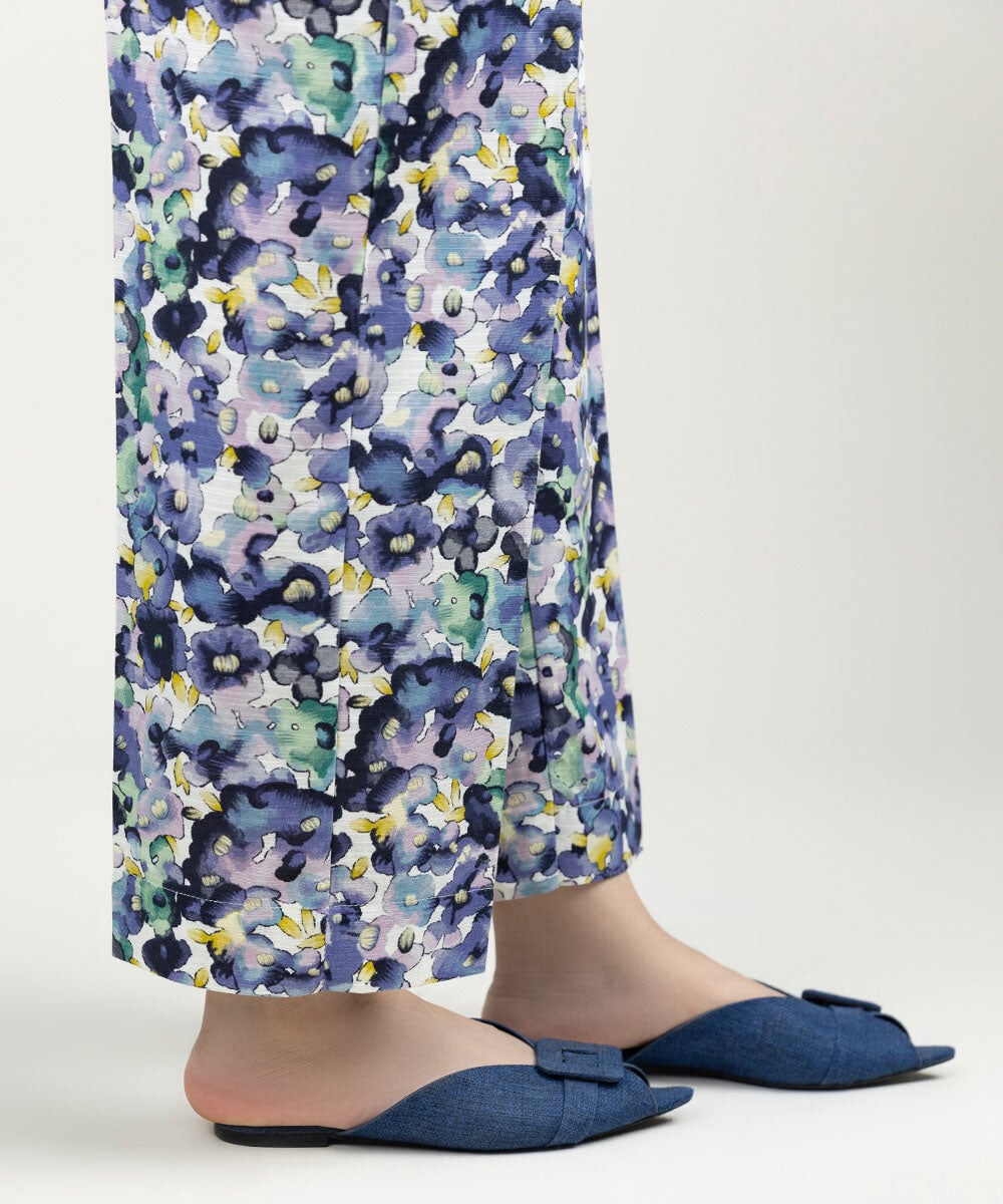 Printed Khaddar Straight Pants