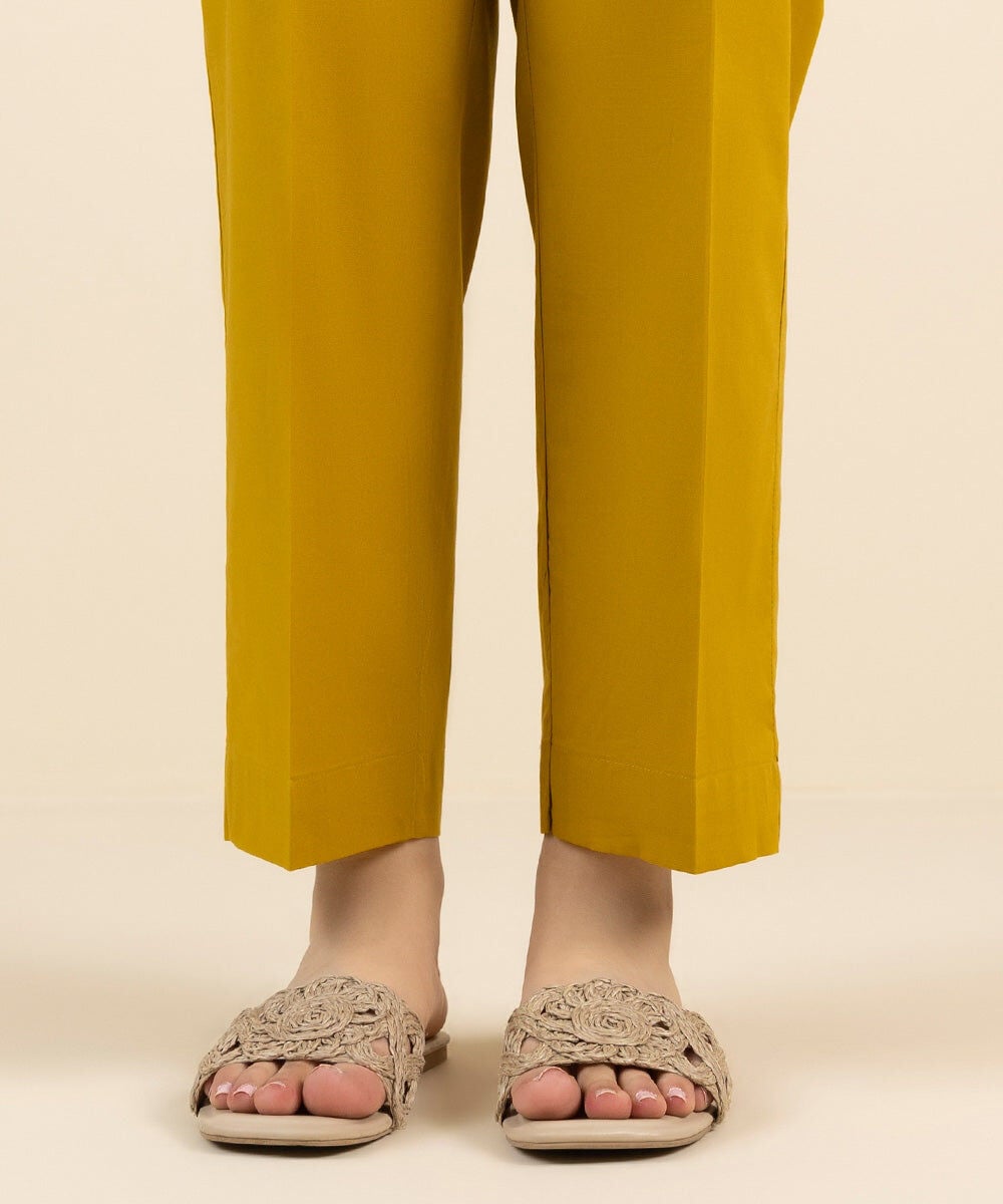 Solid Cambric Straight Pants