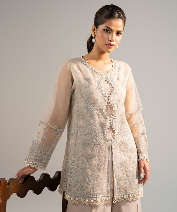 2 Piece - Embroidered Organza Suit