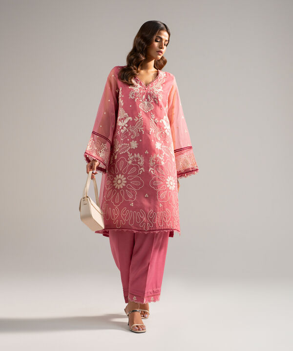 2 Piece - Embroidered Organza Suit