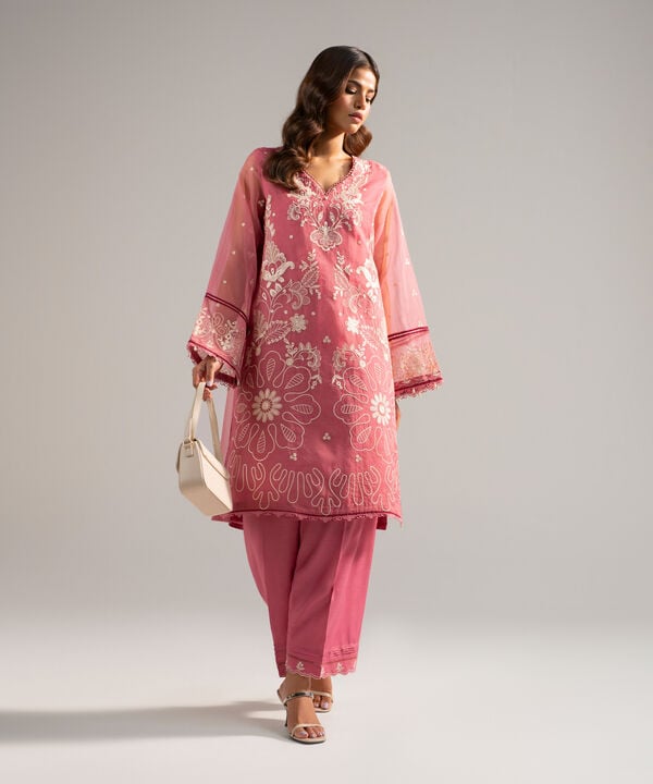 2 Piece - Embroidered Organza Suit