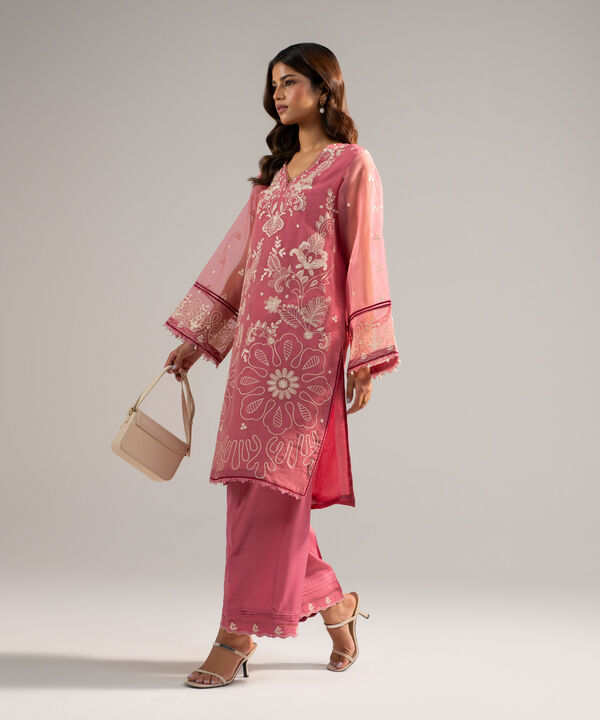 2 Piece - Embroidered Organza Suit
