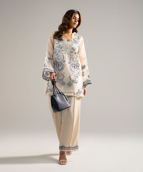 2 Piece - Embroidered Organza Suit