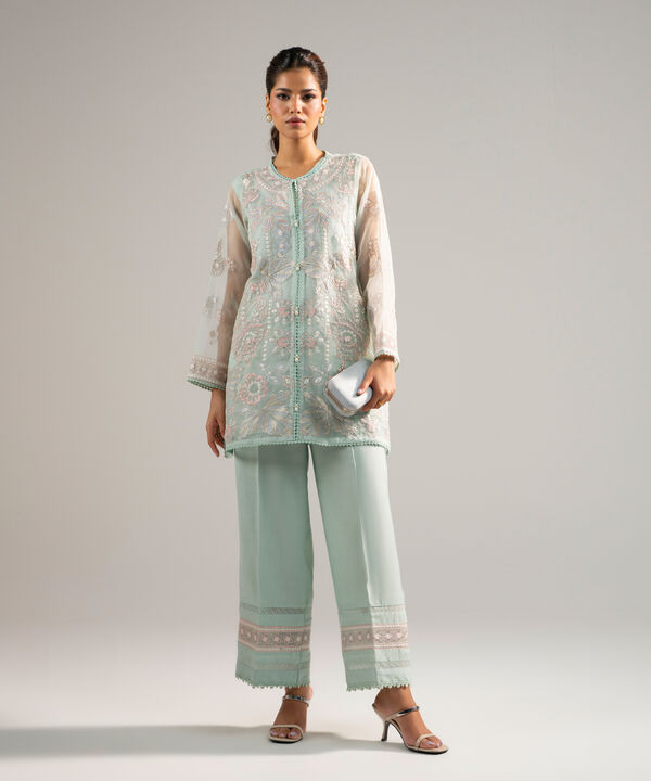 2 Piece - Embroidered Organza Suit