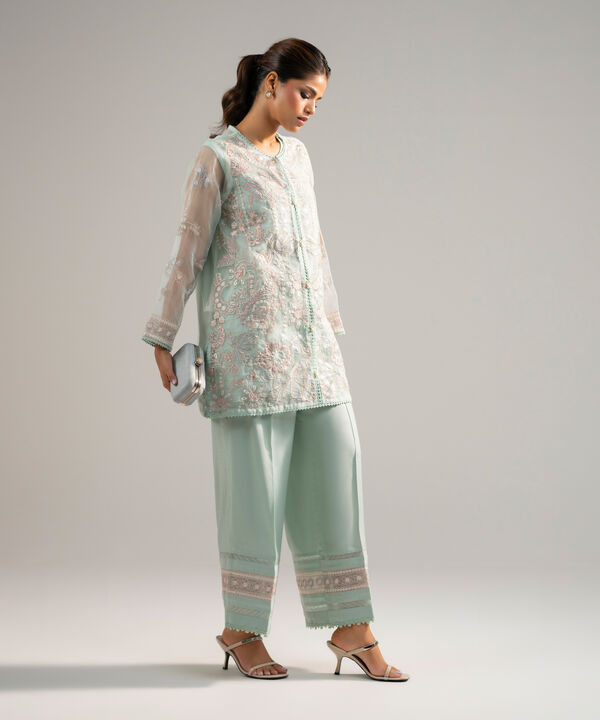 2 Piece - Embroidered Organza Suit