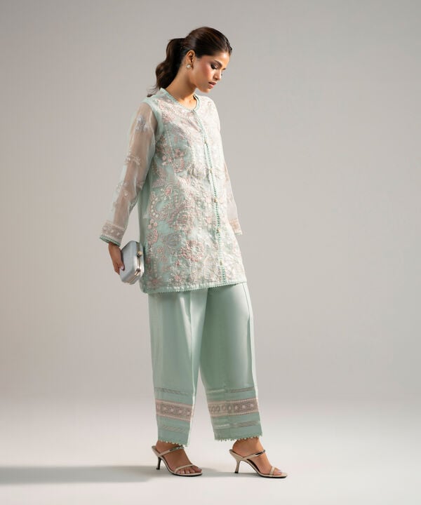 2 Piece - Embroidered Organza Suit