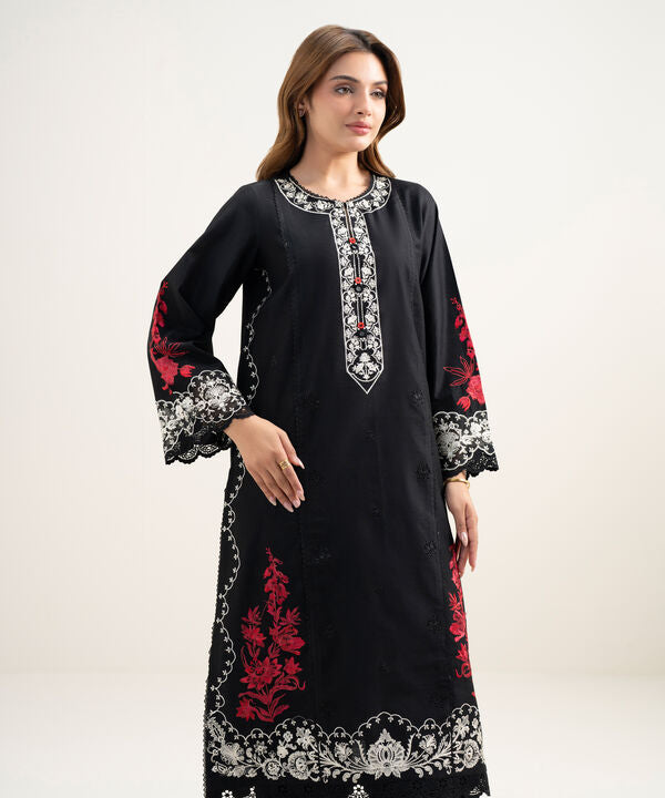 2 Piece - Emboidered Silk Suit