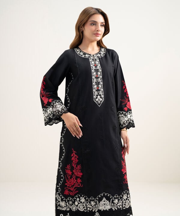 2 Piece - Emboidered Silk Suit