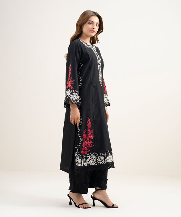 2 Piece - Emboidered Silk Suit