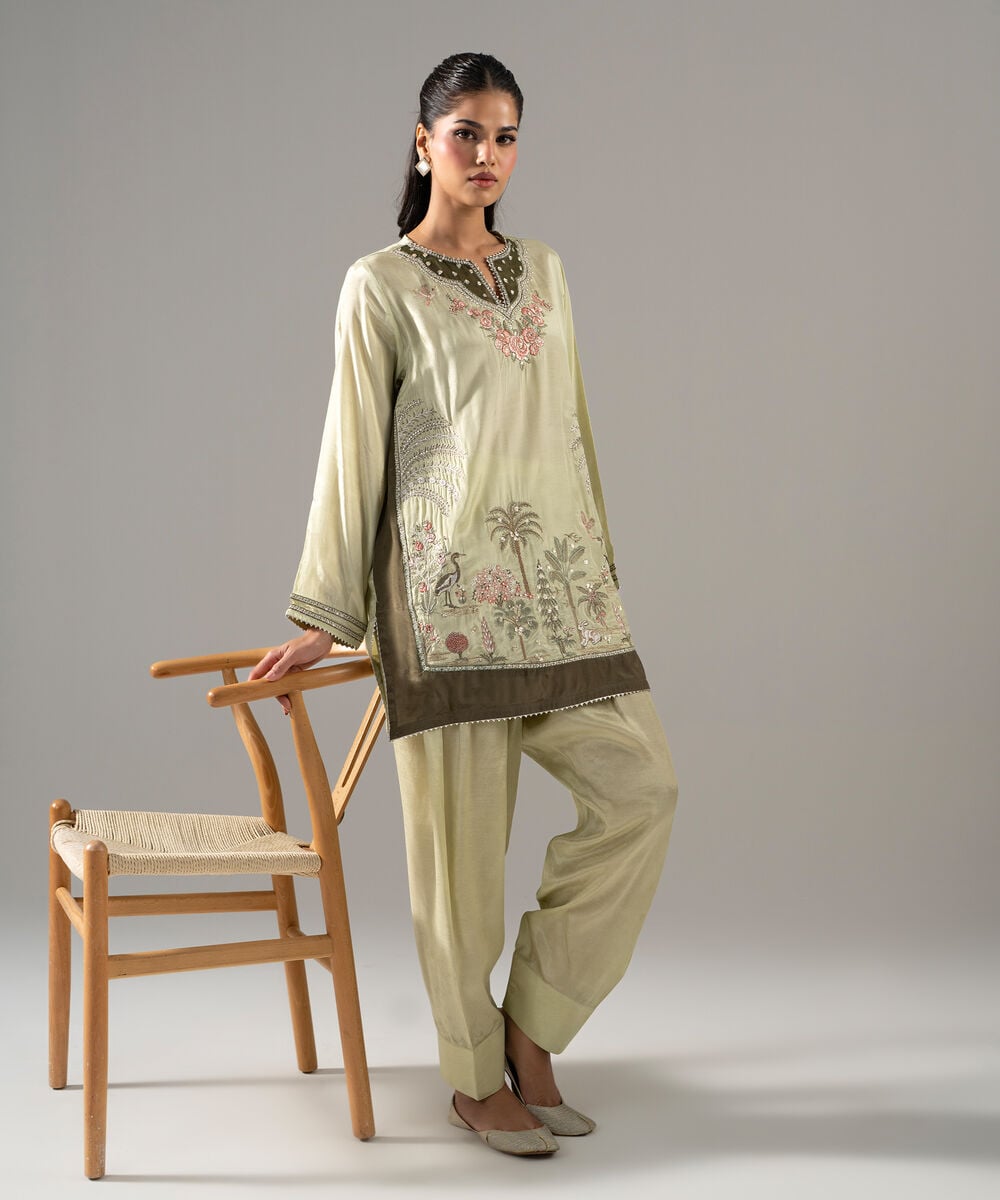 2 Piece - Embroidered Thai Silk Suit 2SFW26STV106