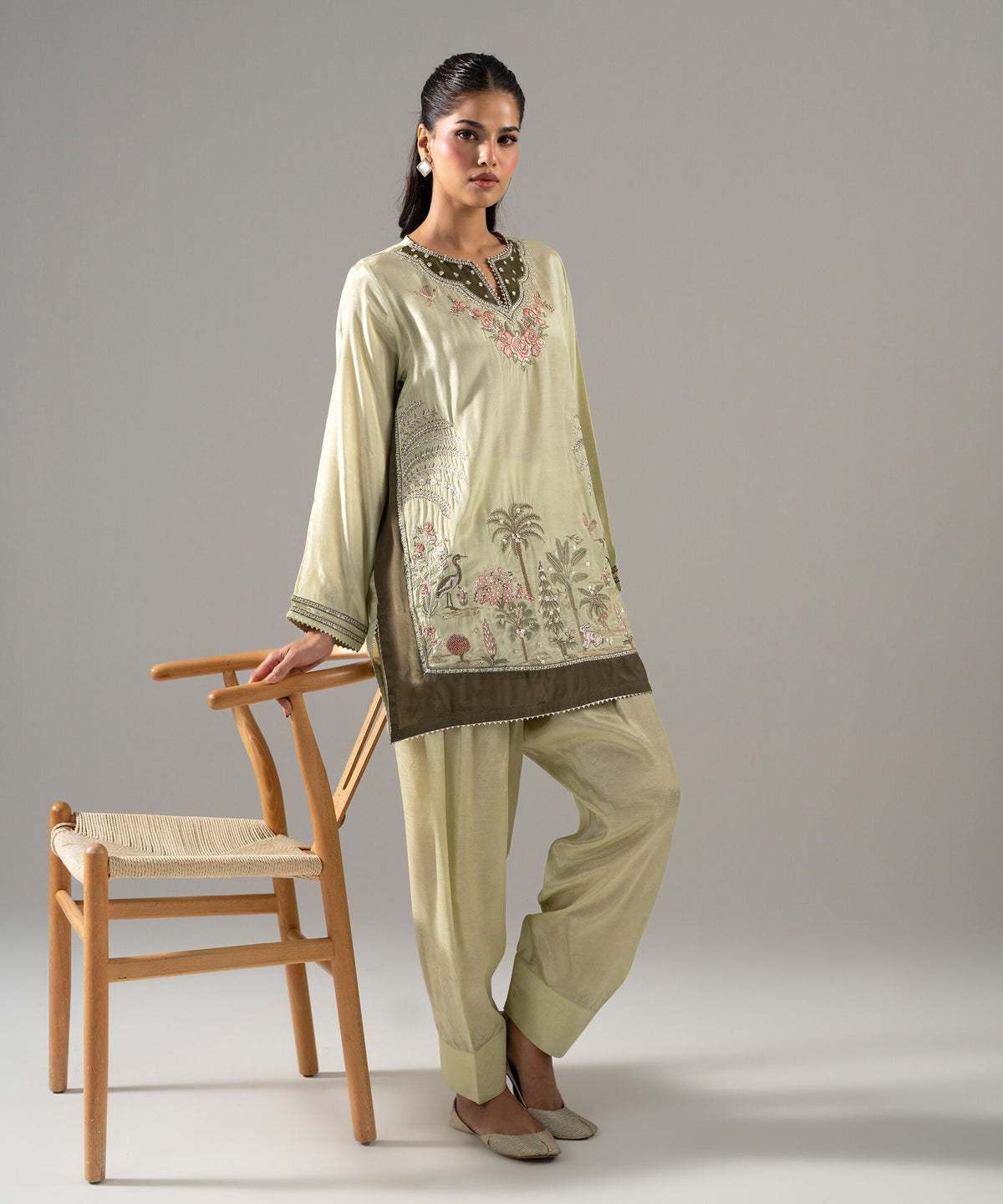2 Piece - Embroidered Thai Silk Suit 2SFW26STV106