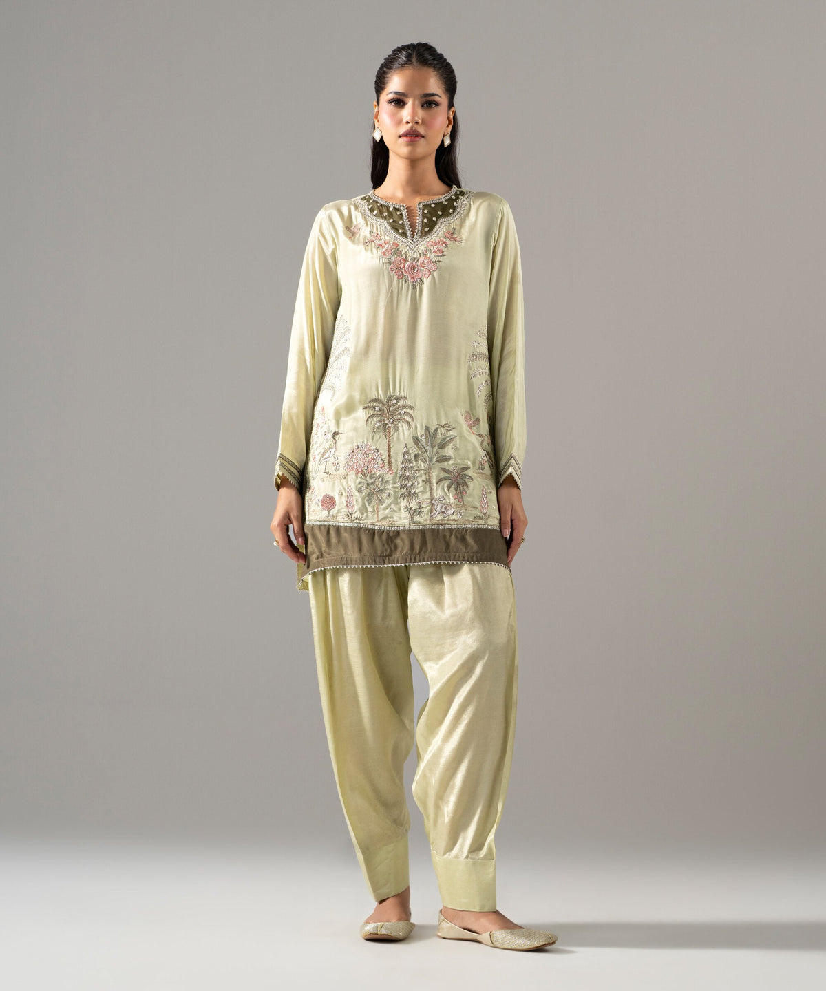 2 Piece - Embroidered Thai Silk Suit 2SFW26STV106