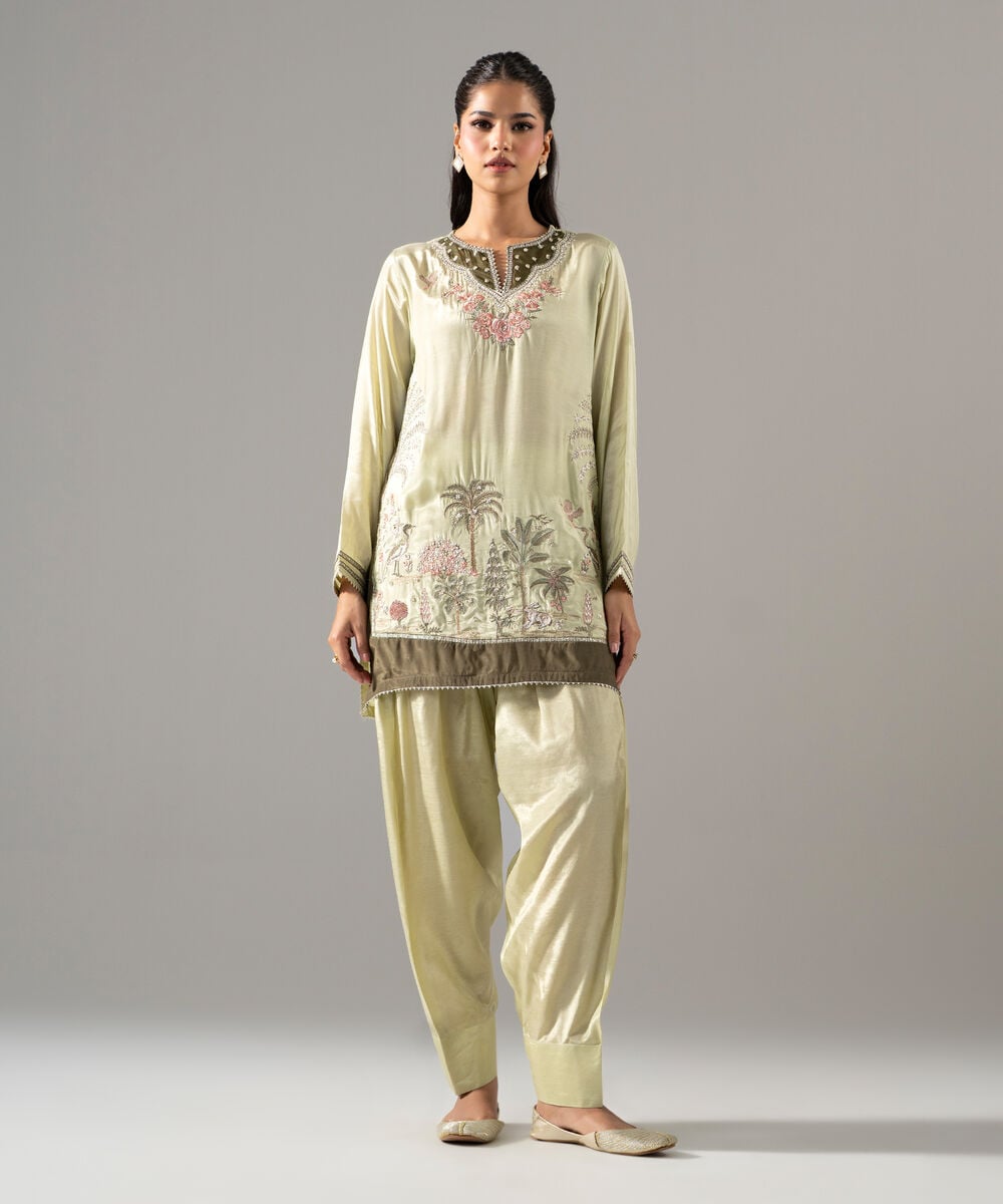 2 Piece - Embroidered Thai Silk Suit 2SFW26STV106