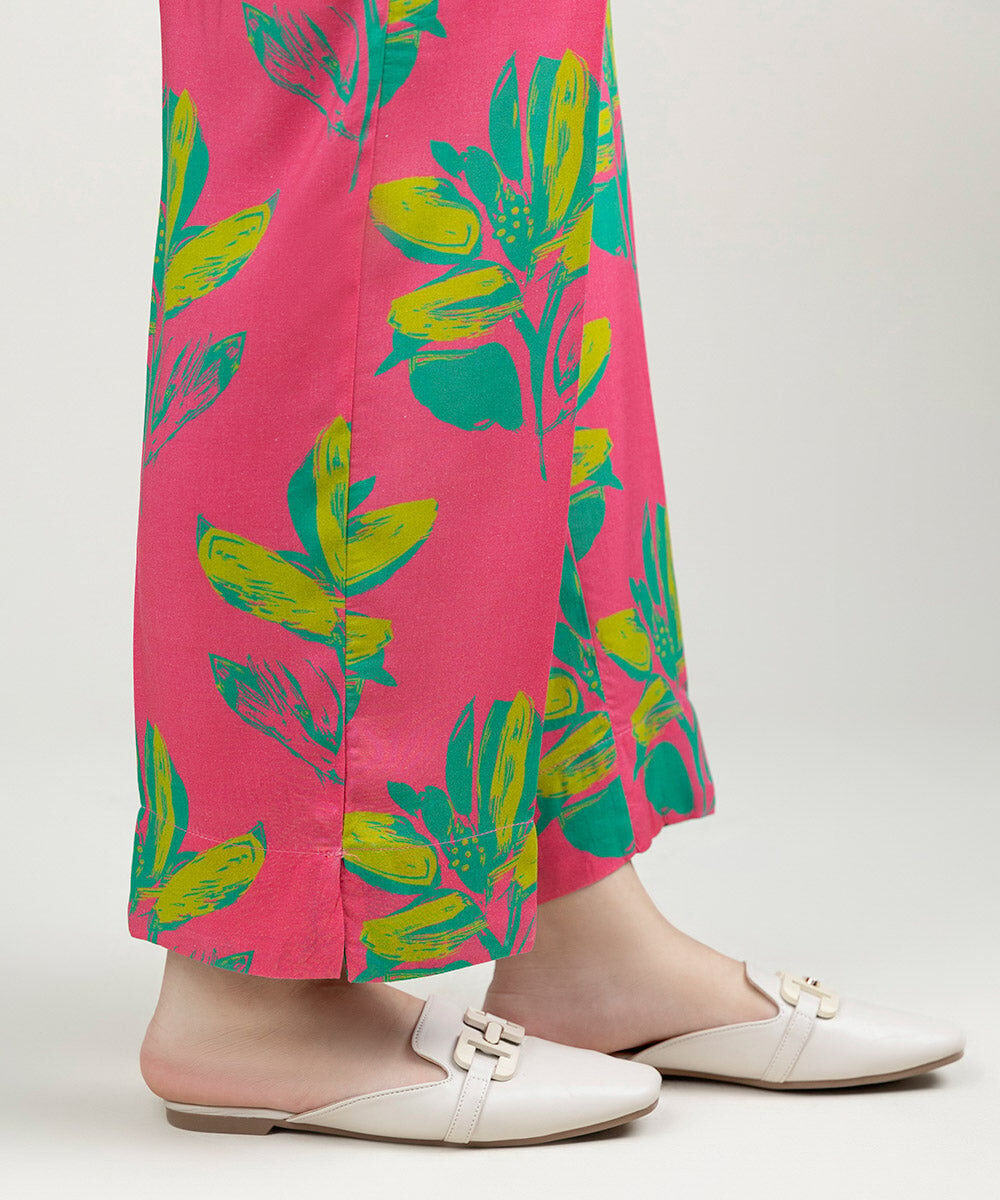 Printed Linen Straight Pants
