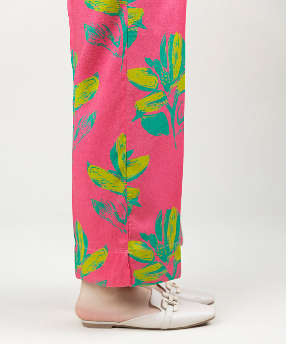 Printed Linen Straight Pants