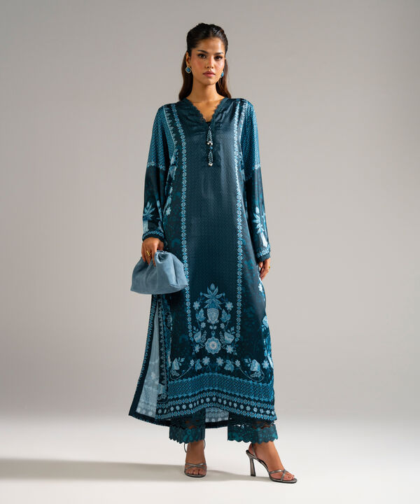 2 Piece - Printed Satin Suit