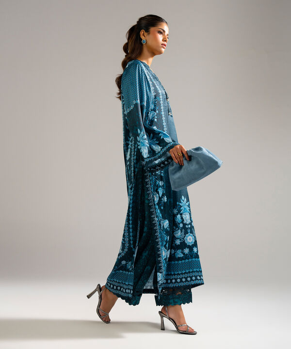 2 Piece - Printed Satin Suit