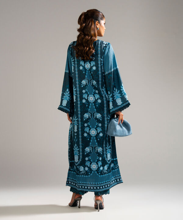 2 Piece - Printed Satin Suit