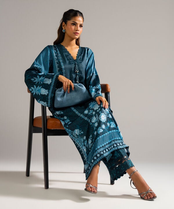 2 Piece - Printed Satin Suit