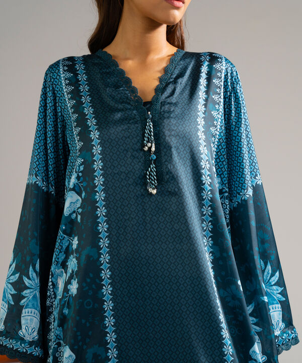 2 Piece - Printed Satin Suit