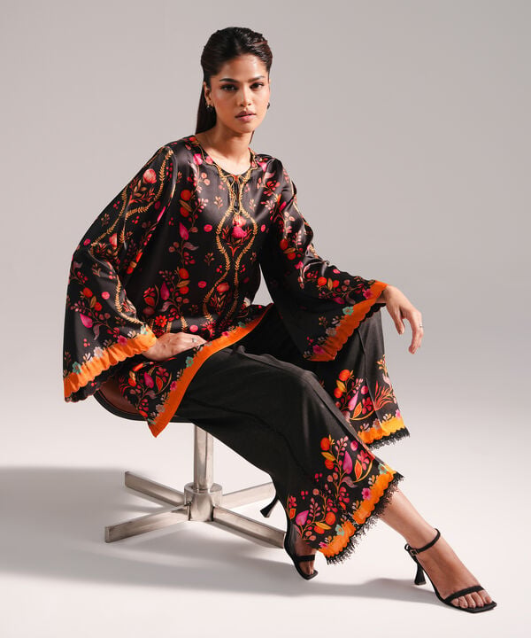 2 Piece - Printed Silk Suit
