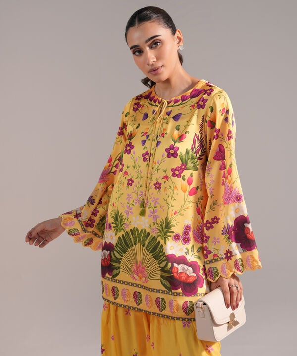 2 Piece - Printed Satin Suit