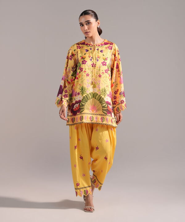 2 Piece - Printed Satin Suit
