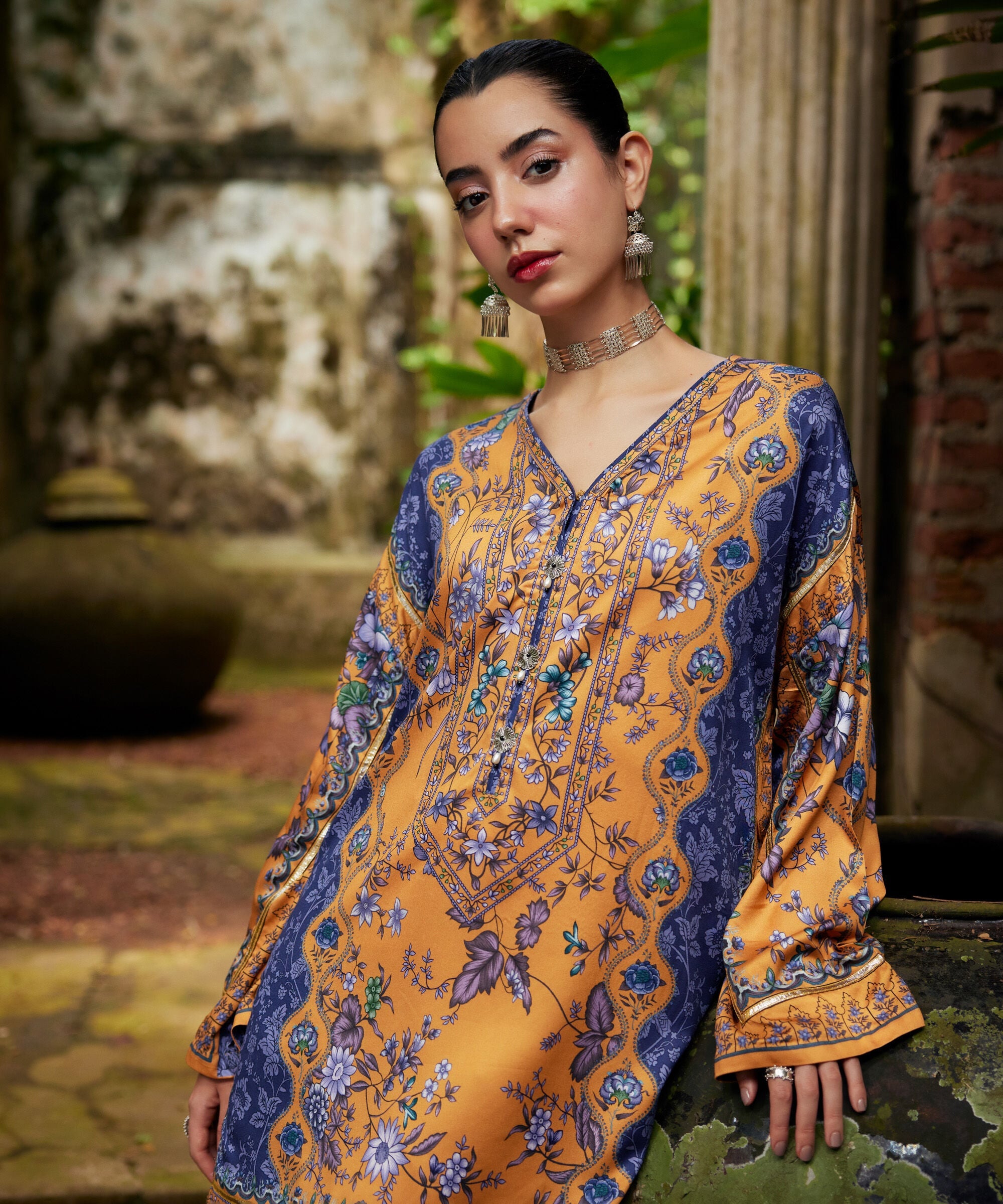 Printed Viscose Satin Shirt