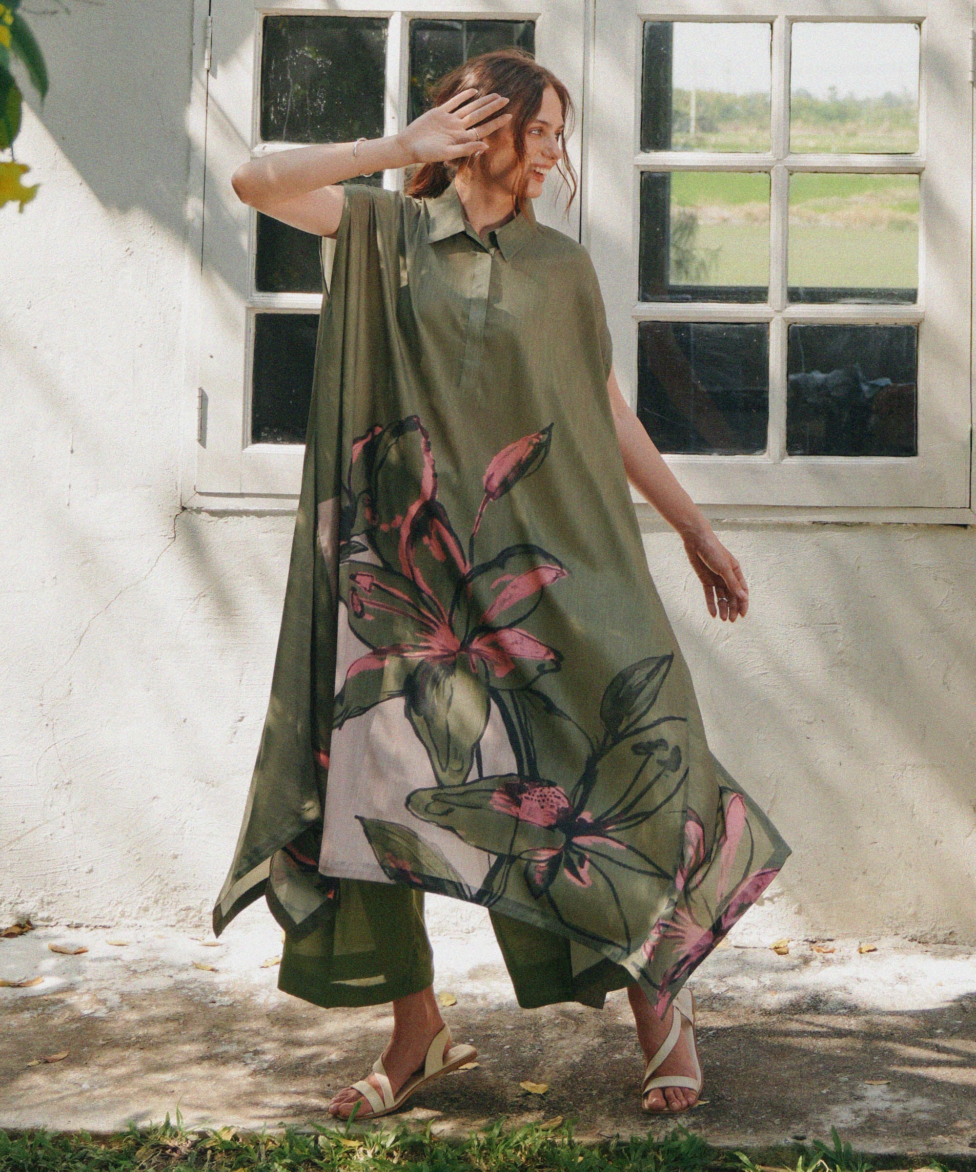 2 Piece - Printed Silk Suit