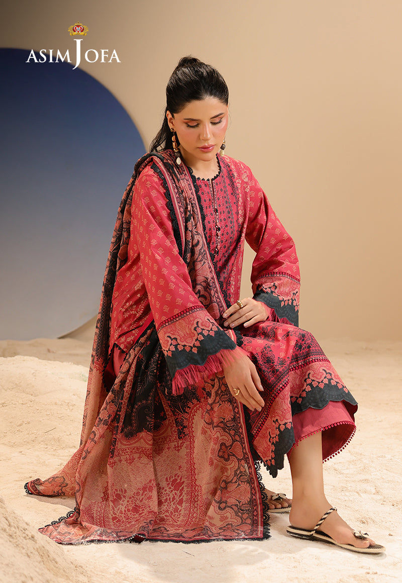 AJUBUD-34 Digital Printed Lawn Stitched 3 PCS
