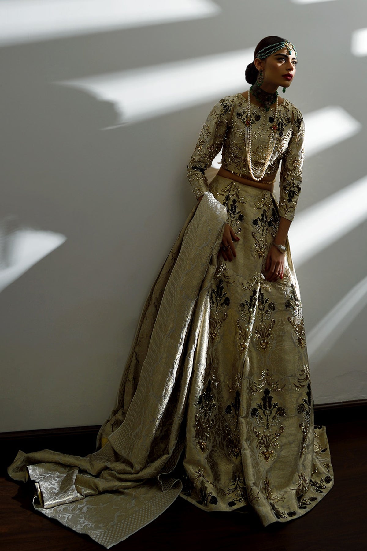 Ivory Gold Lehenga Choli Embellished Set
