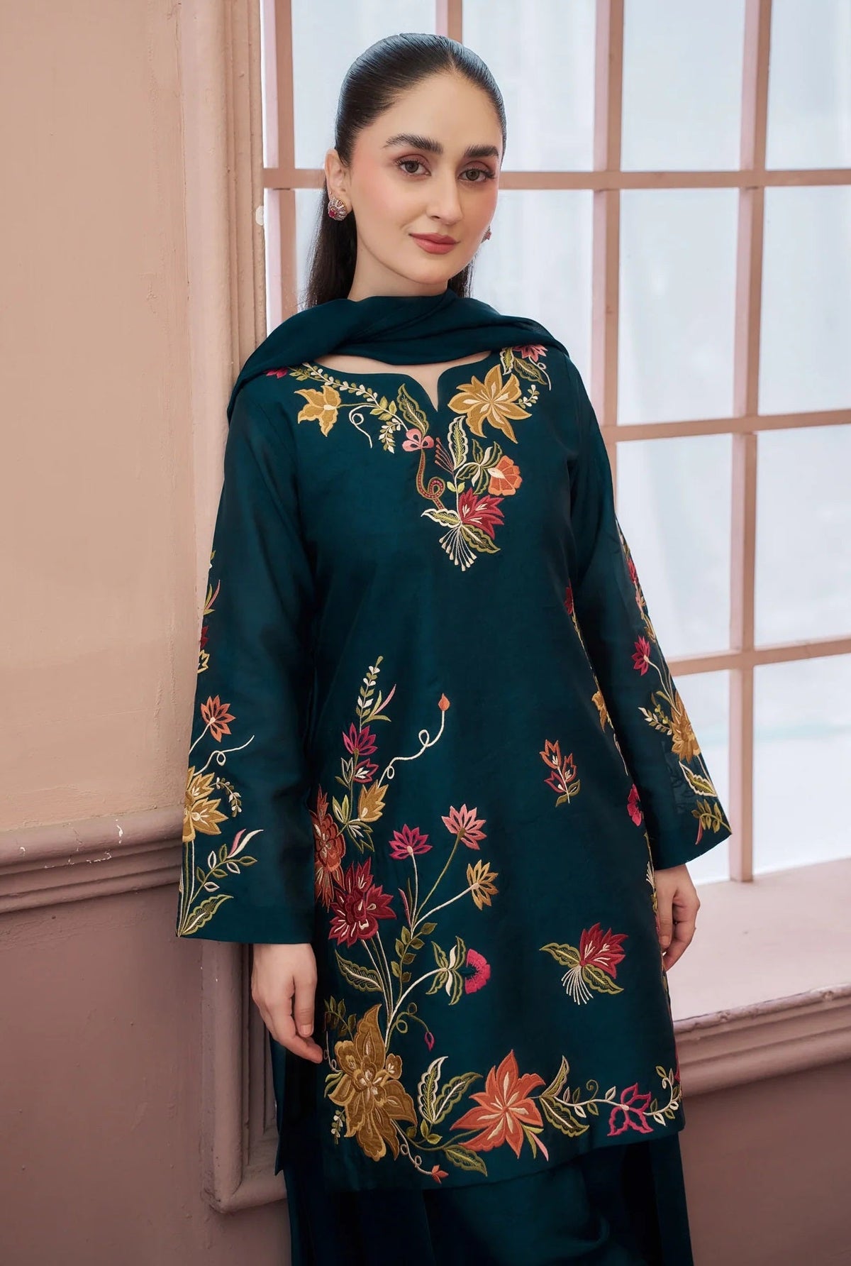 Poshkari Zimml Luxury Dhanak Lawn Embroidered 2Pc Unstitched Suit PA-199