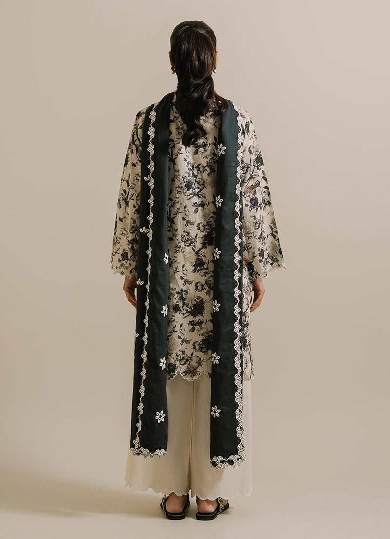 3 Pc Printed Embroidered Suit