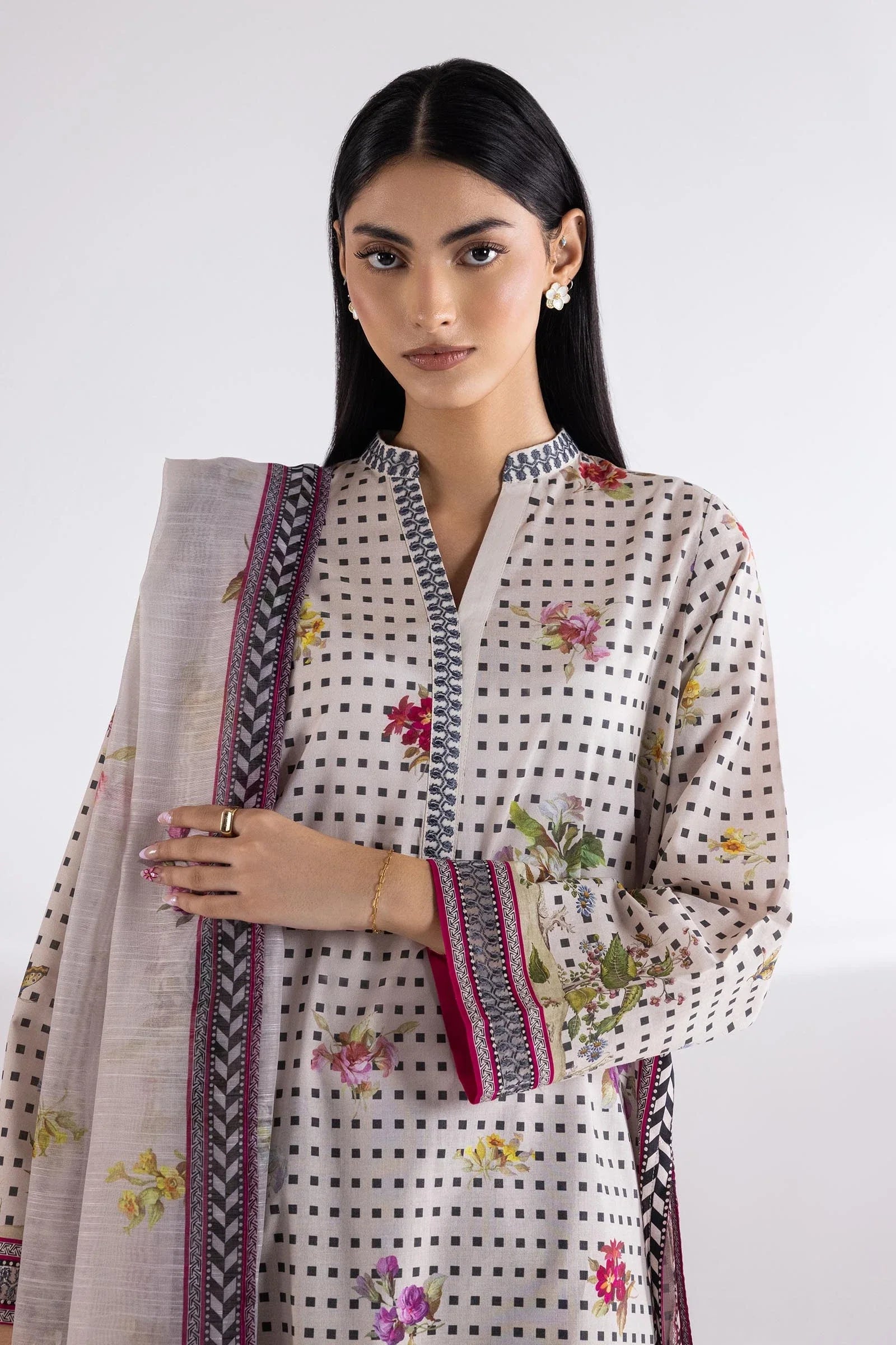 Stitched Mahay Lawn Shirt + Dupatta