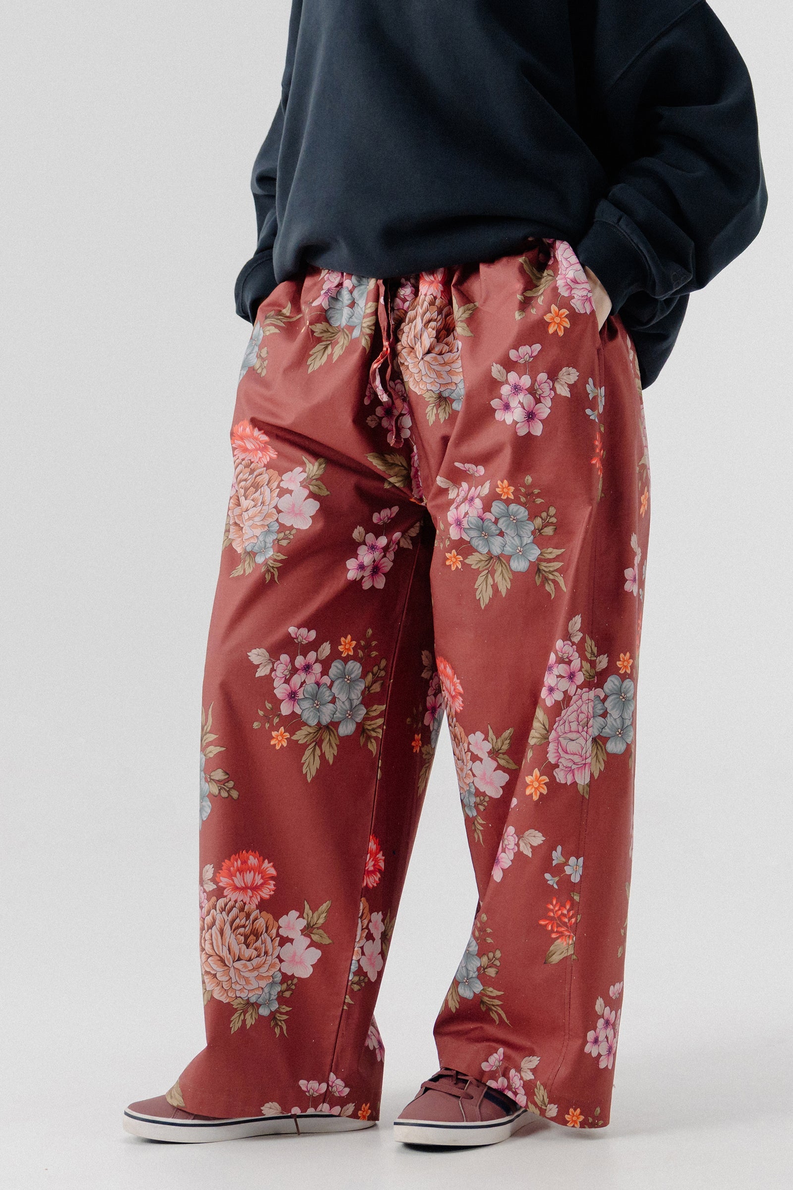 Shalwar Pants - Floral Maroon