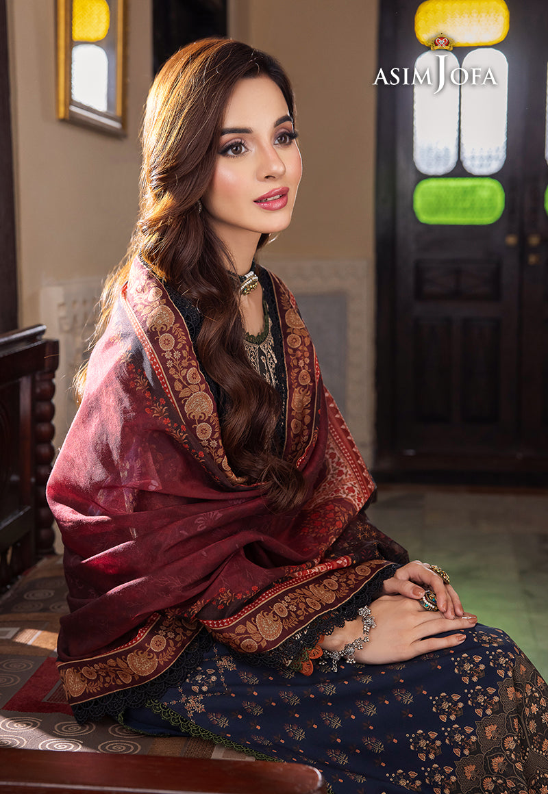 Ajrw-25 Designers Stitched Embroidered Premium Winter Cotton 3 Pcs