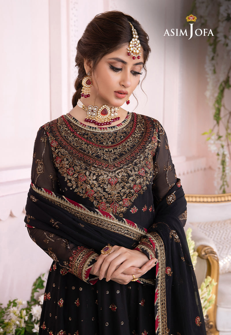 AJSMD-13 EMBROIDERED COTTON NET ORGANZA STITCHED 1 PC
