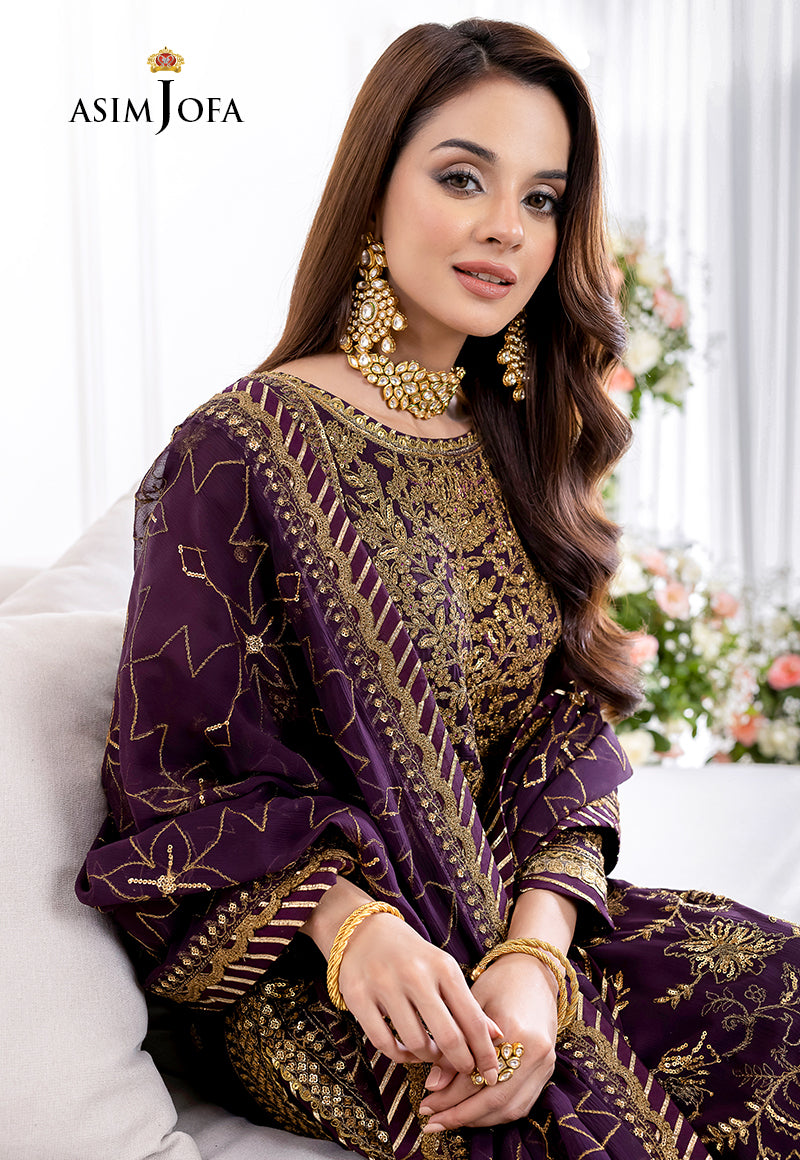 Ajjm-06 Designers Stitched Embroidered Chiffon 3 Pcs