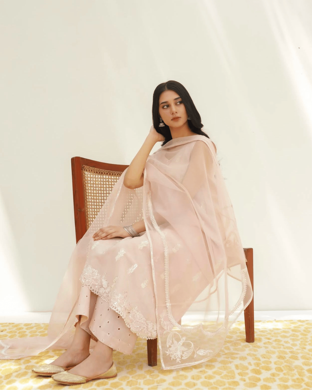 Dusty Pink Lawn Suit | Floral 3 Piece Formal Wear