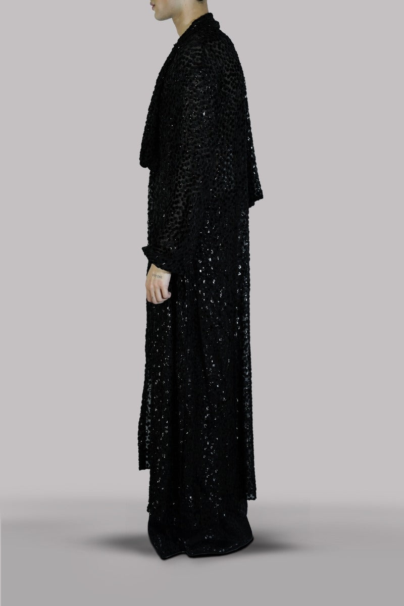Black Silk Devore Lurex Metallic Set