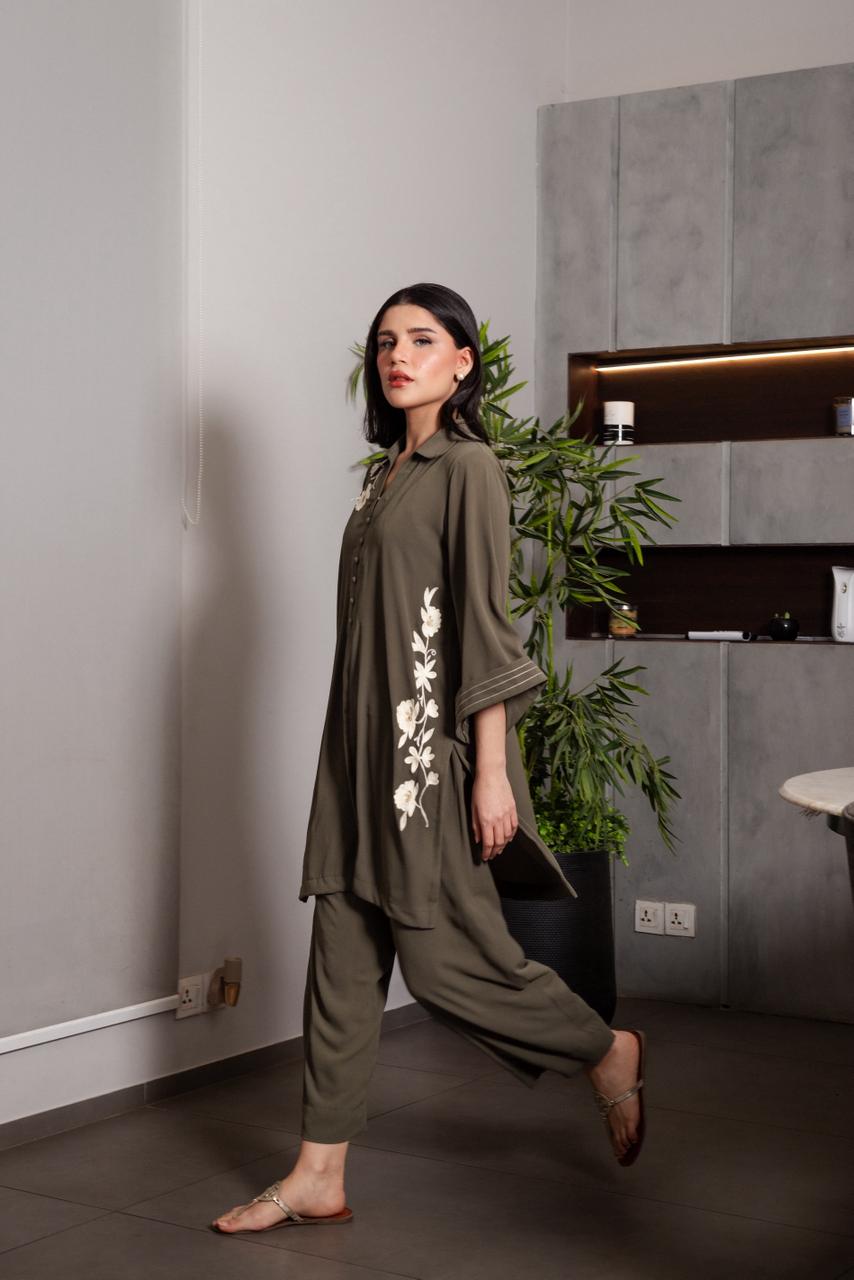 Olive Green Georgette