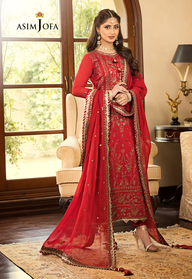 AJJM-07 EMBROIDERED CHANDERI COTTON 3 PCS